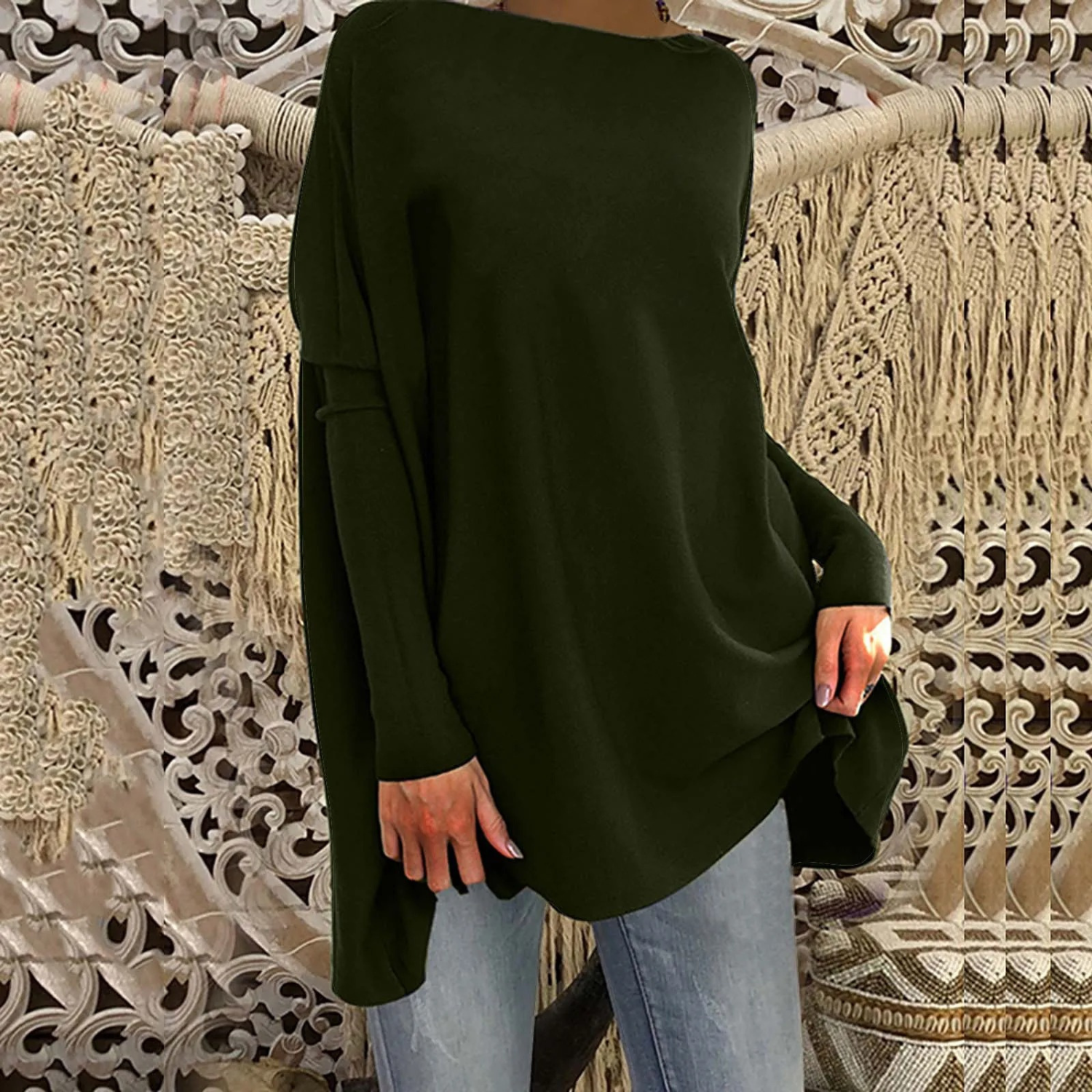 Buiten Blik Elegant Groen Eenvoudig met Fleece Damesblouses