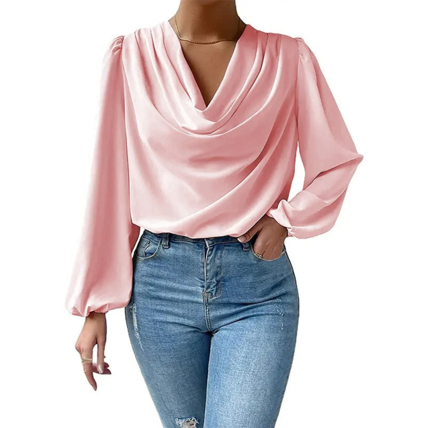 Buiten Blik zakelijke stijl elegante roze eenvoudige damesblouses