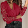 Buiten Blik Elegante paarse chiffon blouse met holle print damesblouses