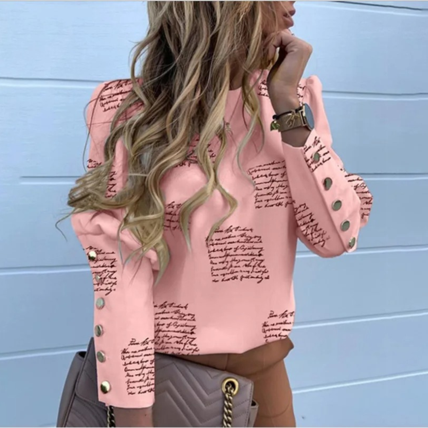 Buiten Blik Elegante zakelijke stijl roze damesblouses met letterprint