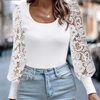 Buiten Blik Elegante witte holle prints met revers damesblouses