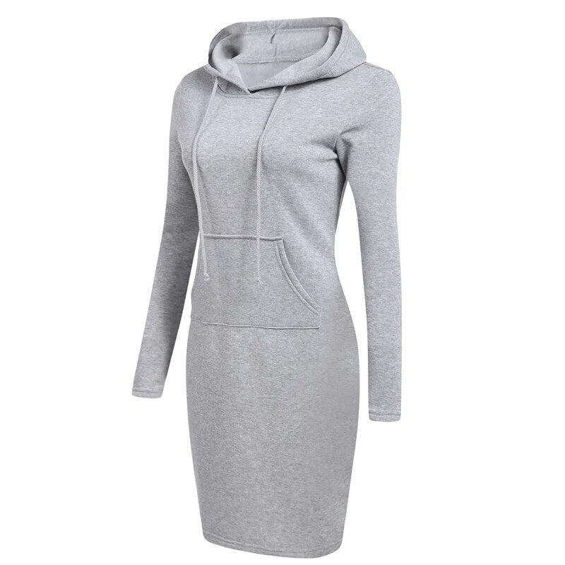 Dames Sweatshirt Jurk Met Capuchon Lange Mouwen