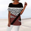 Dames T-shirt met ronde hals, losse pasvorm, eenvoudige gebogen blouse, geometrische print T-shirt voor vrouwen, pullover met korte mouwen, zomer Harajuku.