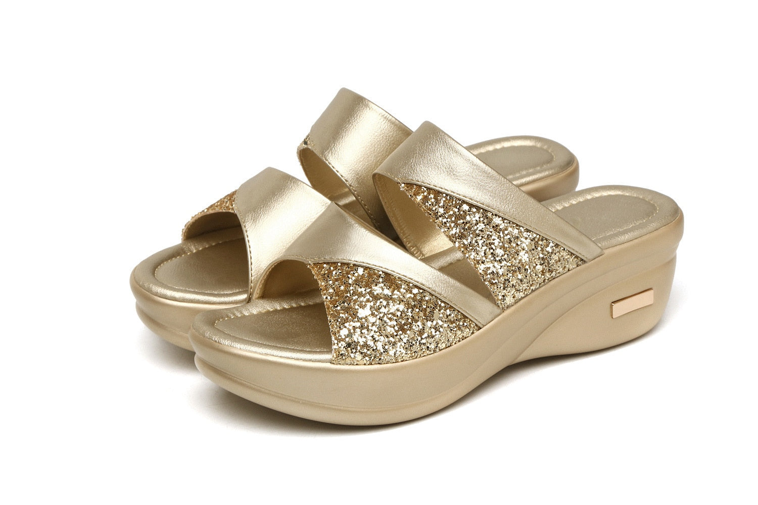 Zomers gouden open-toe sandalen voor dames