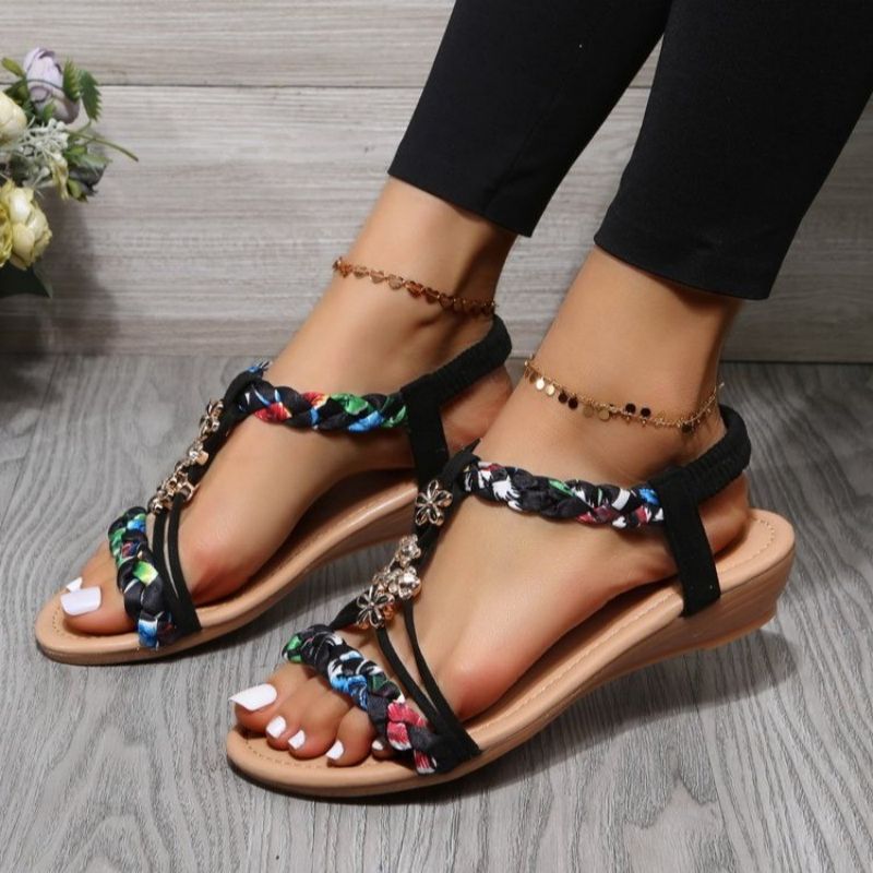 Orthopedische Dames Sleehakken Bohemian | Bloemen Antislip Strand Sandalias