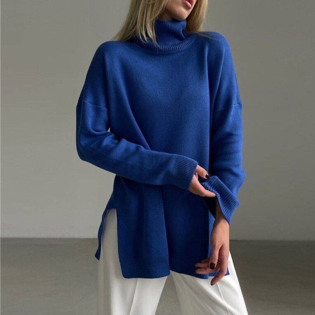 Buiten Blik Oversized Jersey Blouse Met Een Hoge Kraag