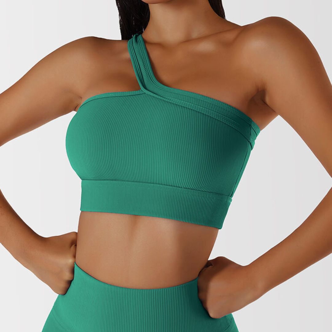 Buiten Blik Asymmetrische Geribbelde Crop Top