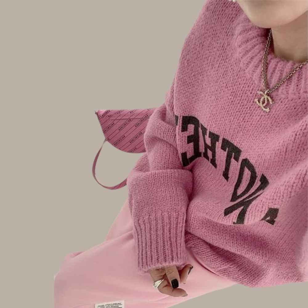 Buiten Blik Breid Sweater Met Contrast Letters