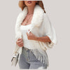 Buiten Blik Fuzzy Kraag Sjaal Poncho Cardigan