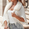 Buiten Blik Fuzzy Kraag Sjaal Poncho Cardigan