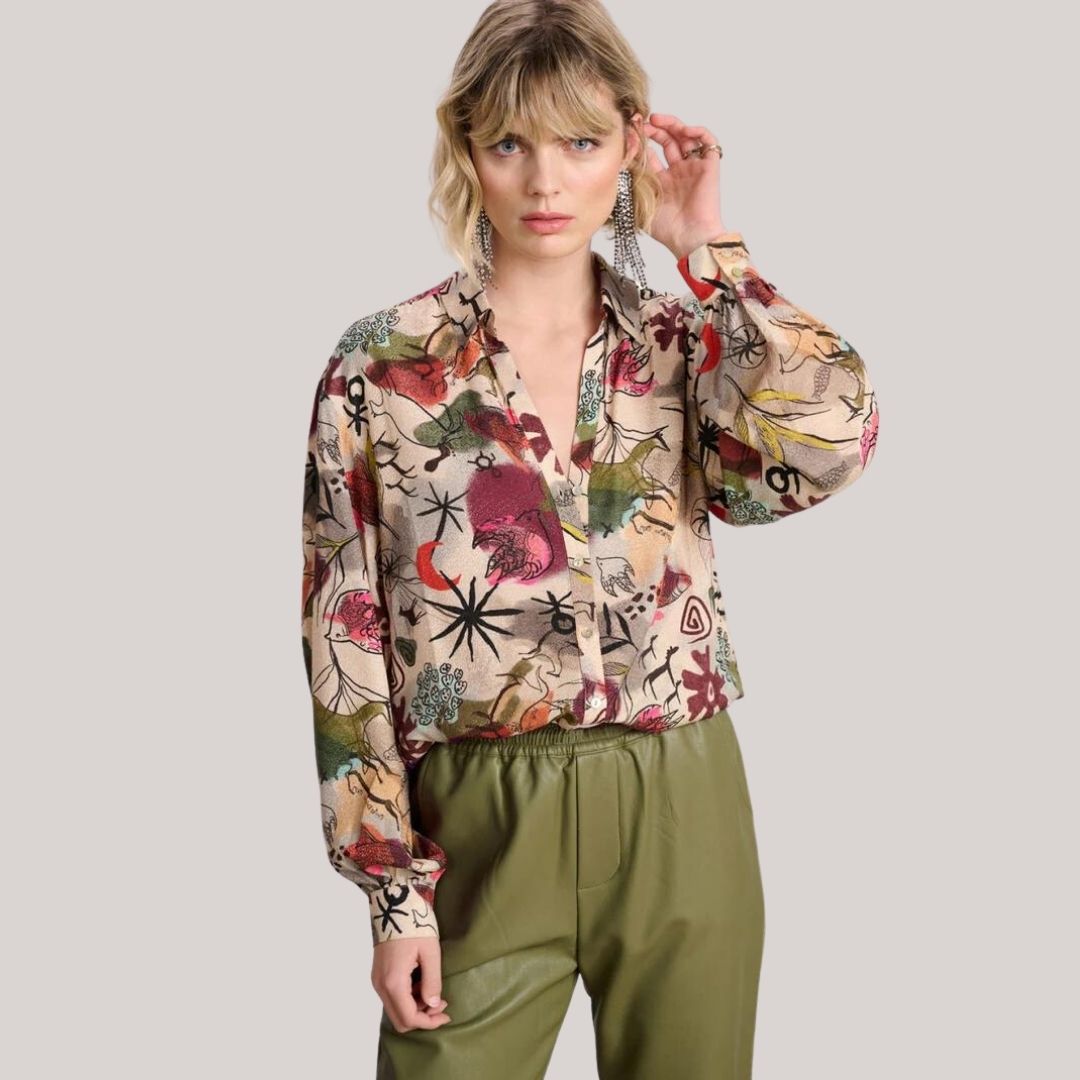 Buiten Blik Flie Einde Boheme Blouse Met Herfst Bloemenpatroon