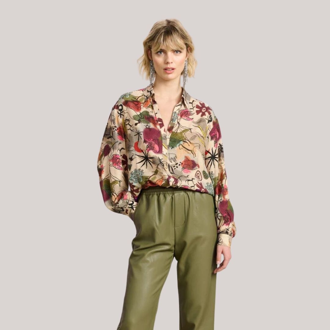 Buiten Blik Flie Einde Boheme Blouse Met Herfst Bloemenpatroon