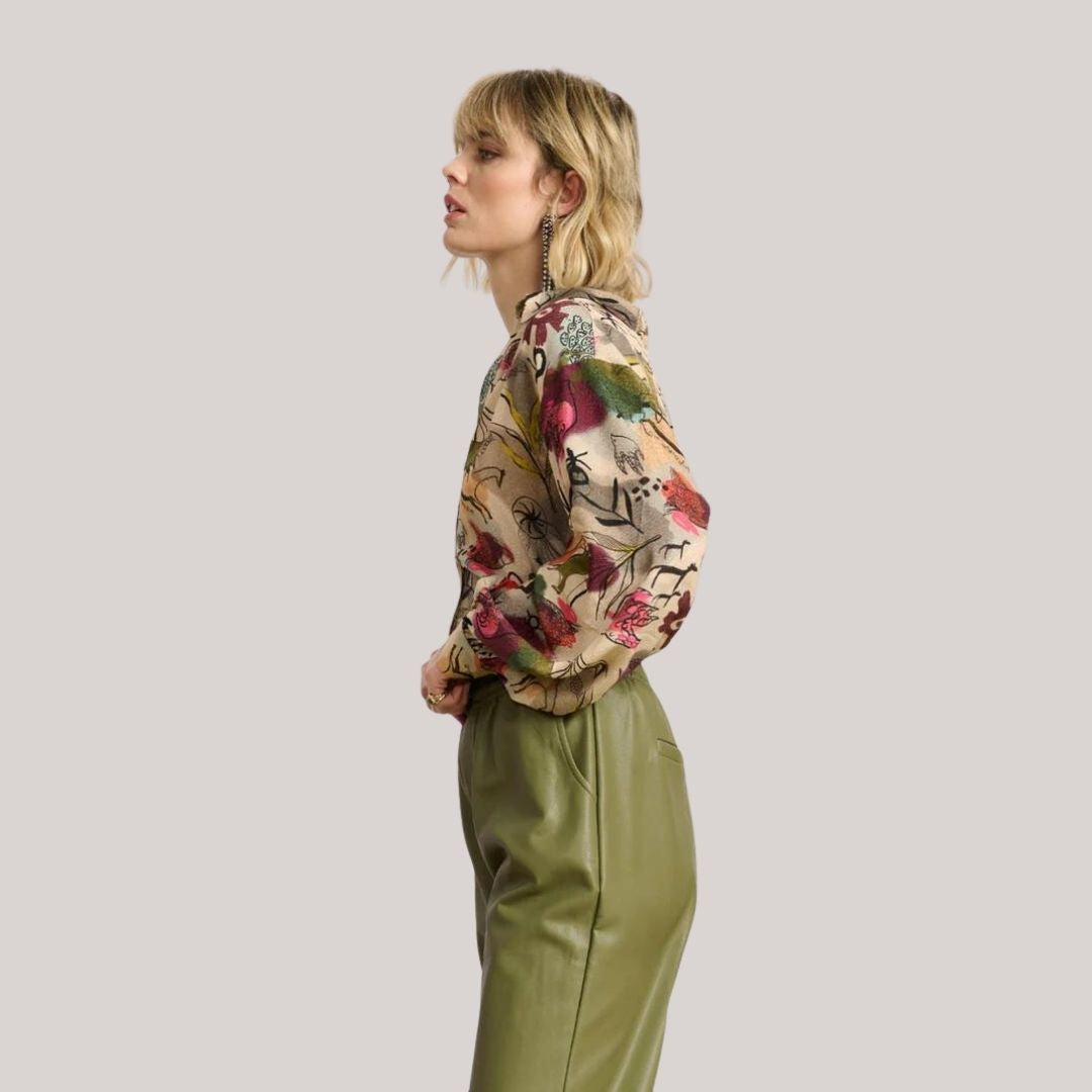 Buiten Blik Flie Einde Boheme Blouse Met Herfst Bloemenpatroon