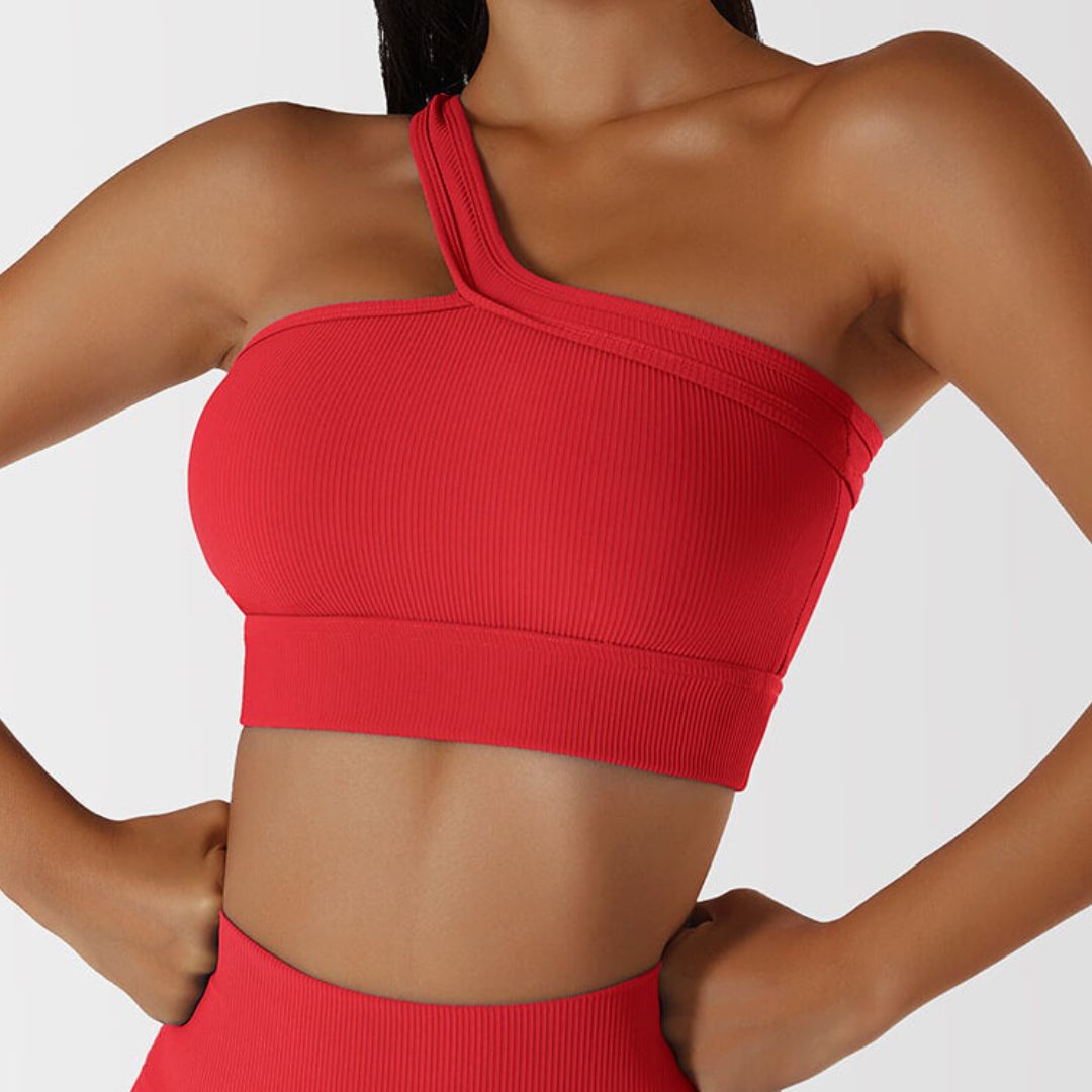 Buiten Blik Asymmetrische Geribbelde Crop Top