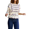 Buiten Blik Elegante Hakel Pattern Sweater Met Golvende Zoom