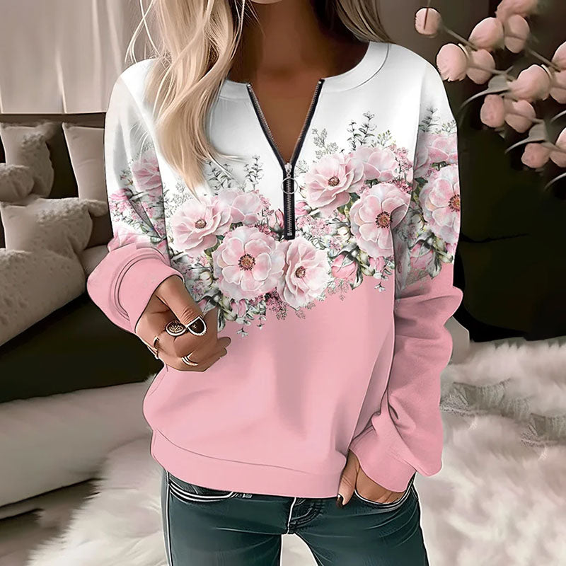 Laat Sweatshirt Achter Met Bloemendruk