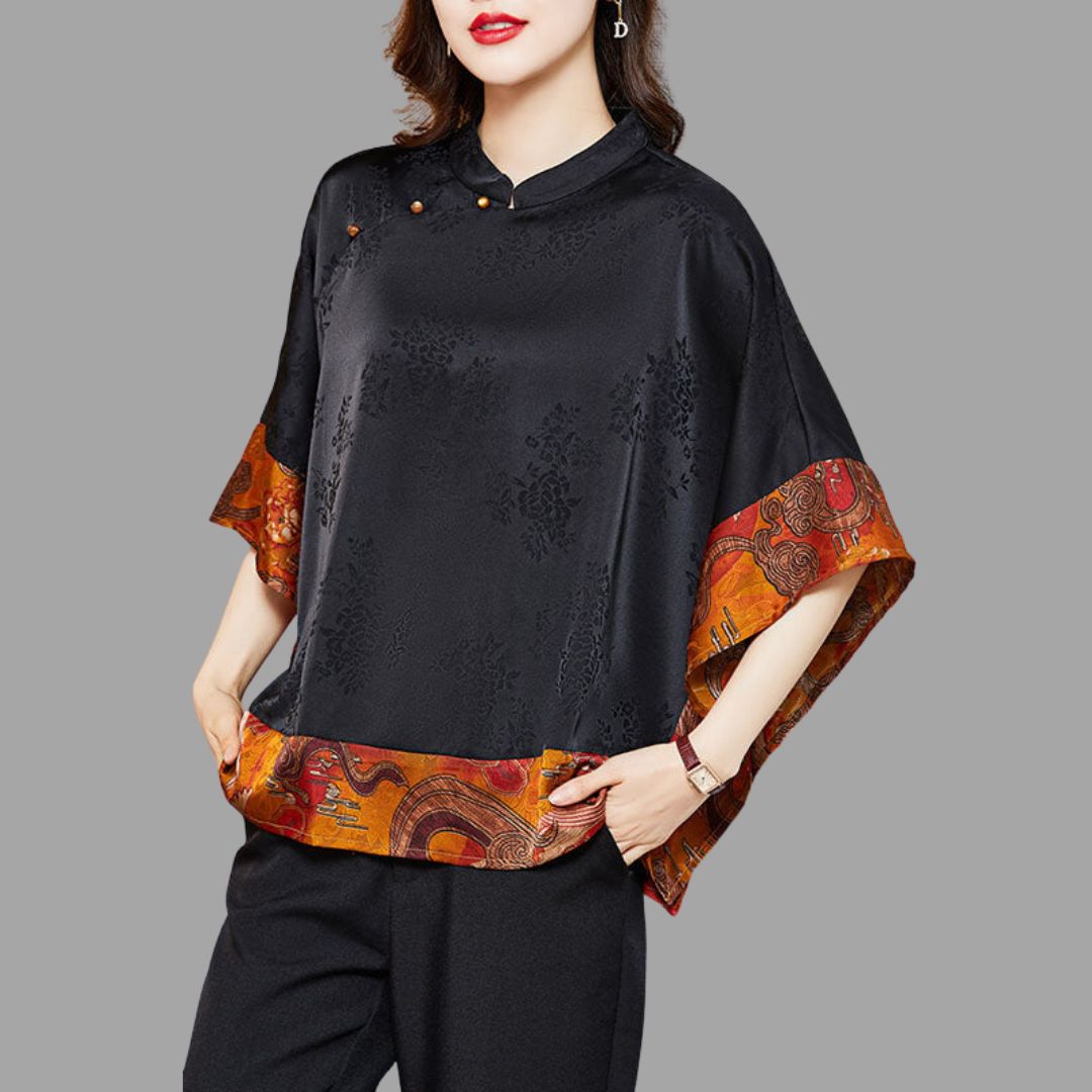 Buiten Blik -Vormen Batwing -Top Met Contrastbasis