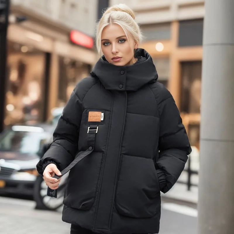 Urban Essentials - Oversized gewatteerde winterjas met capuchon dames