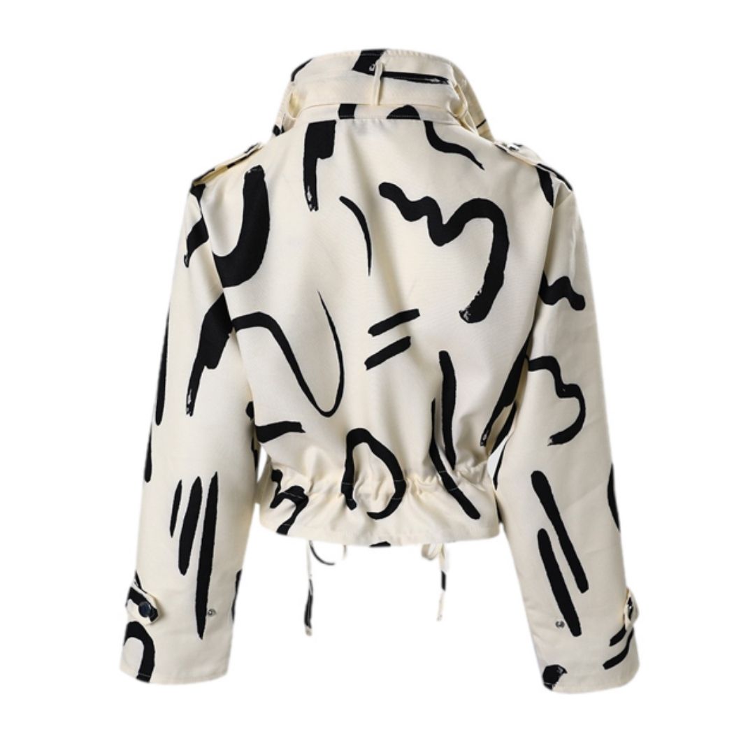 Buiten Blik Biker Jacket Met Abstracte Druk