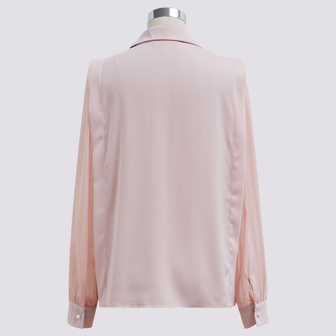 Buiten Blik Silky Blouse Shirt In Blush Met Knoopschijven