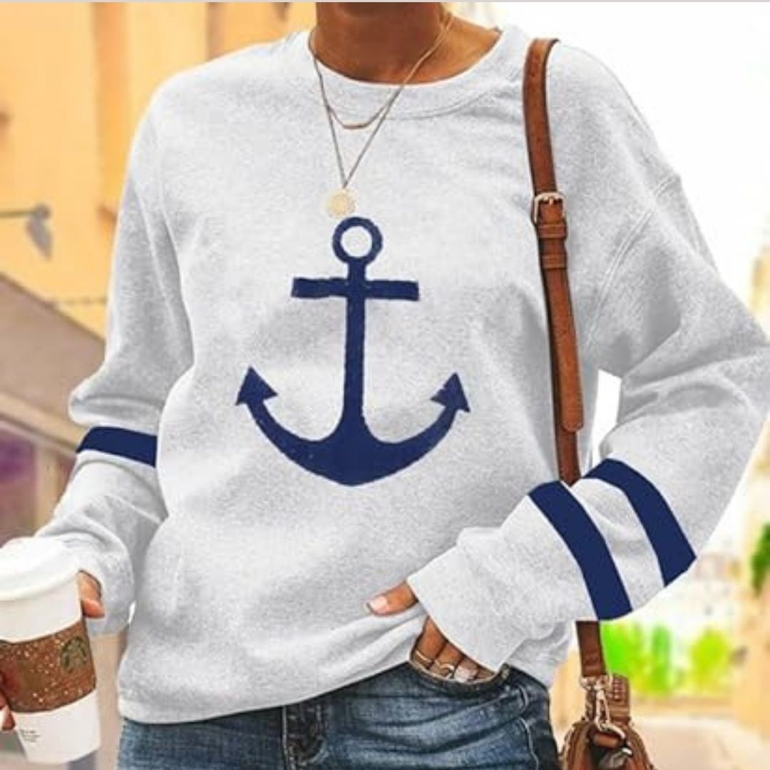 Buiten Blik Maritime Sweater Met Ankerdruk