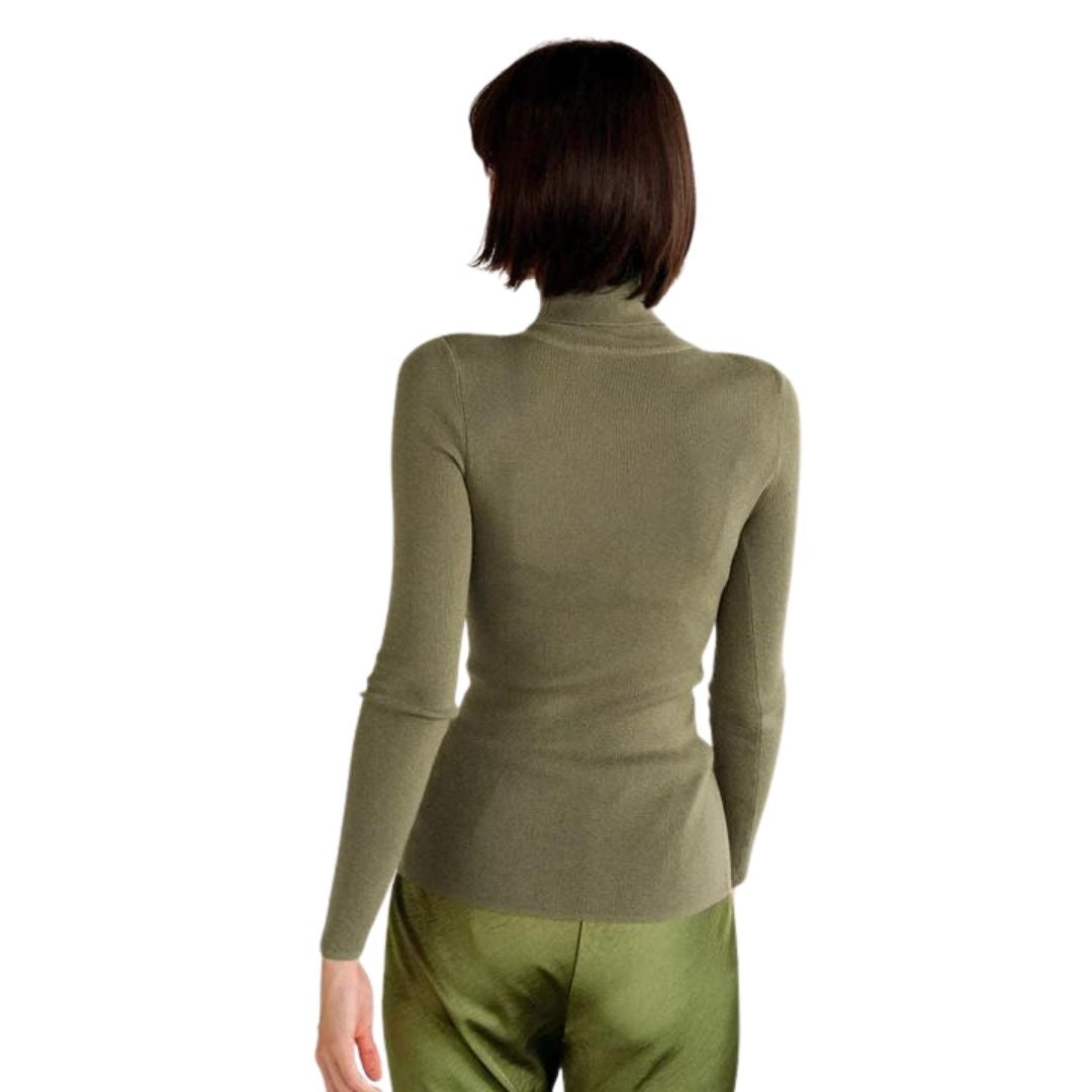 Buiten Blik Classic Turtleneck -Trui In Olive Grun