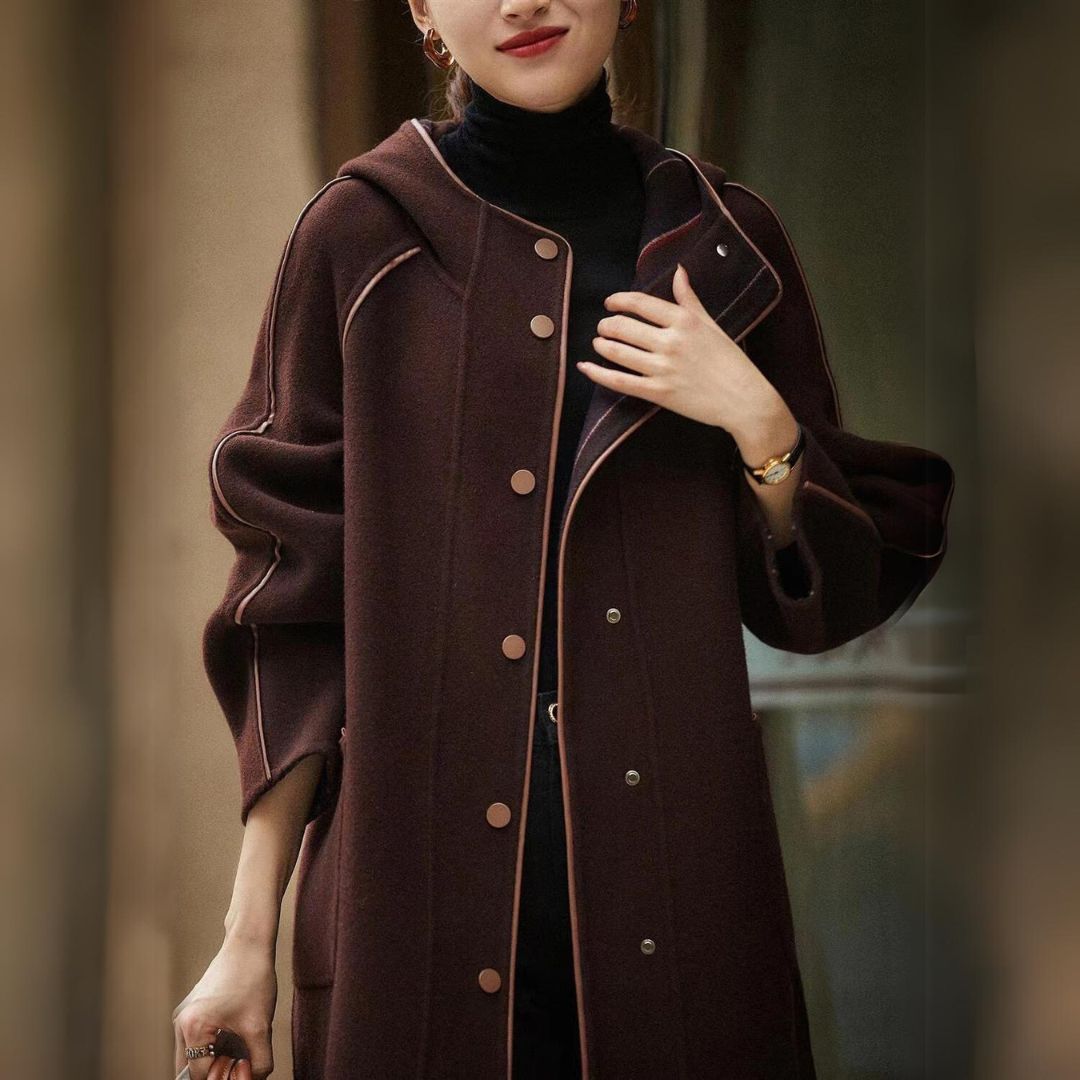 Buiten Blik Classic Button Coat Met Contraststrips En Gestructureerde Kraag