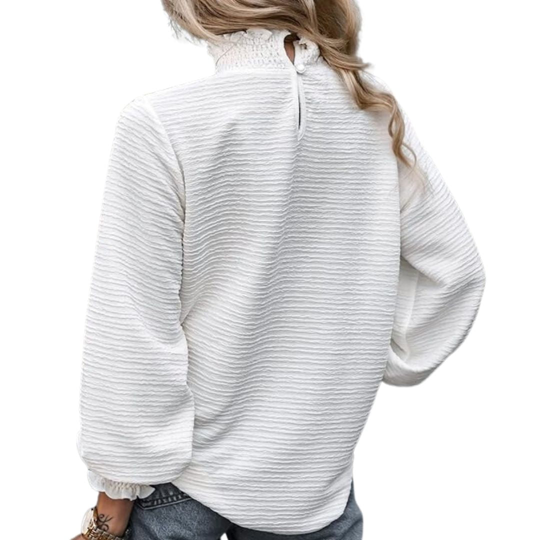 Buiten Blik Pufffillel Dagelijkse Mode High Necy Shirt Blouse