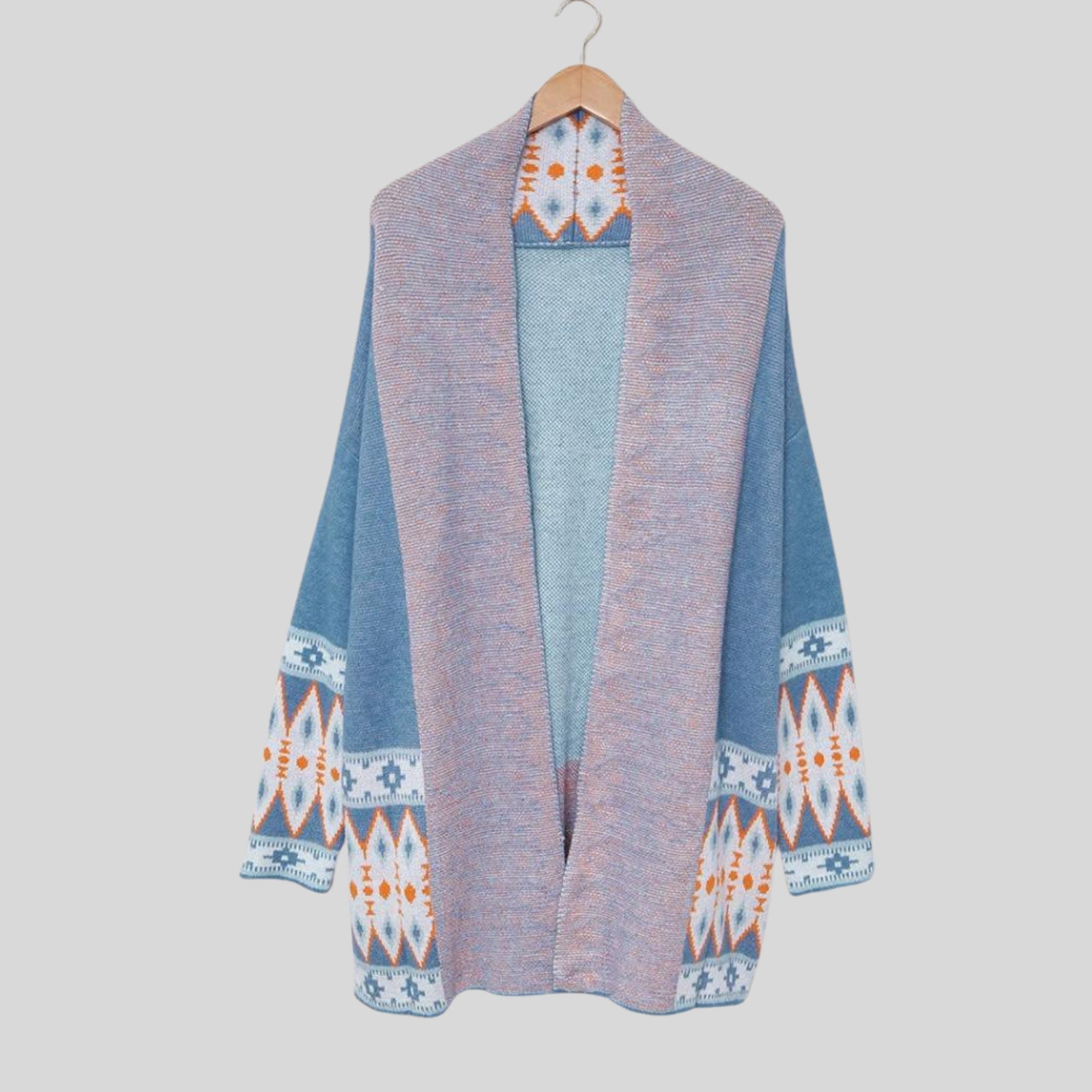 Buiten Blik Patterned Breed Cardigan Met Een Voorraaddetail