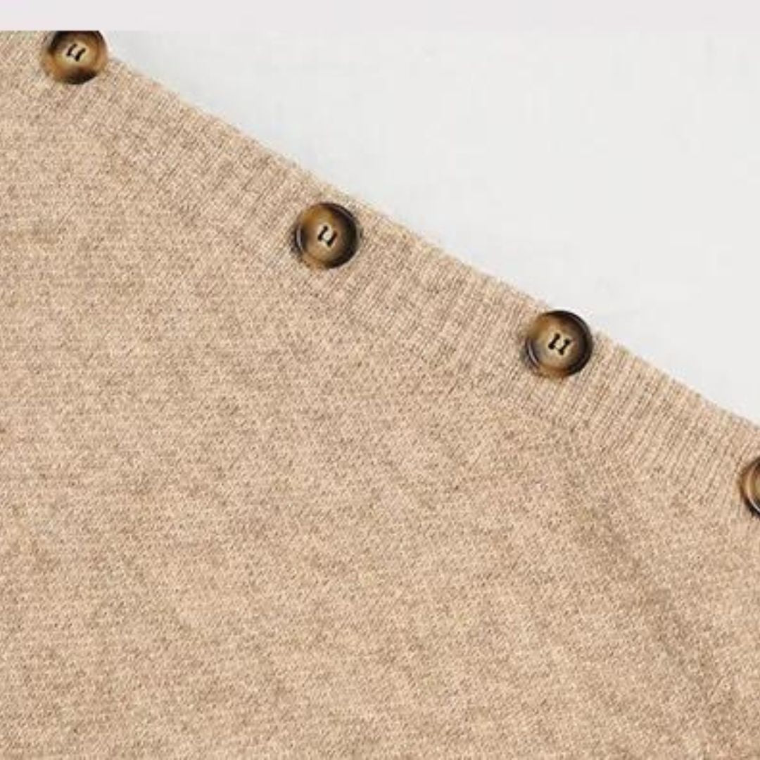 Buiten Blik Asymmetrische Poncho Met Knopdetails