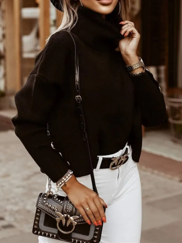 Buiten Blik Chic Gebreide Turtleneck Trui