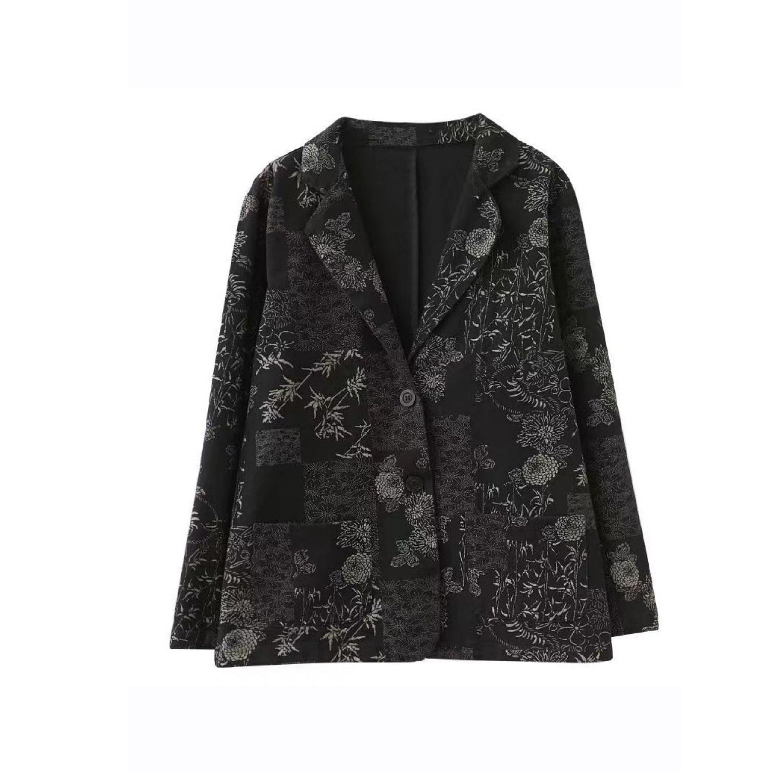 Buiten Blik Blazer Met Bloemen Jacquard -Patroon