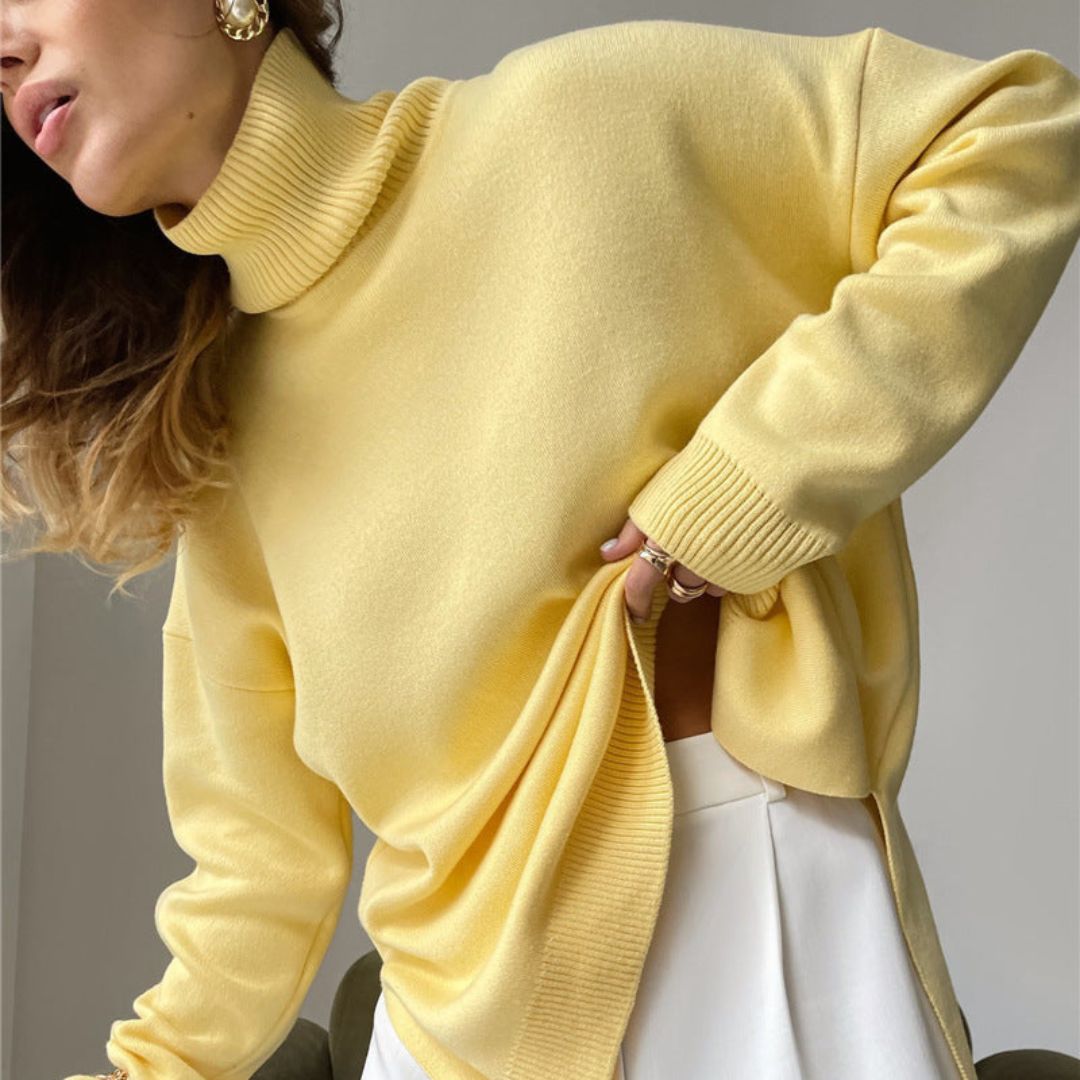 Buiten Blik Oversized Jersey Blouse Met Een Hoge Kraag