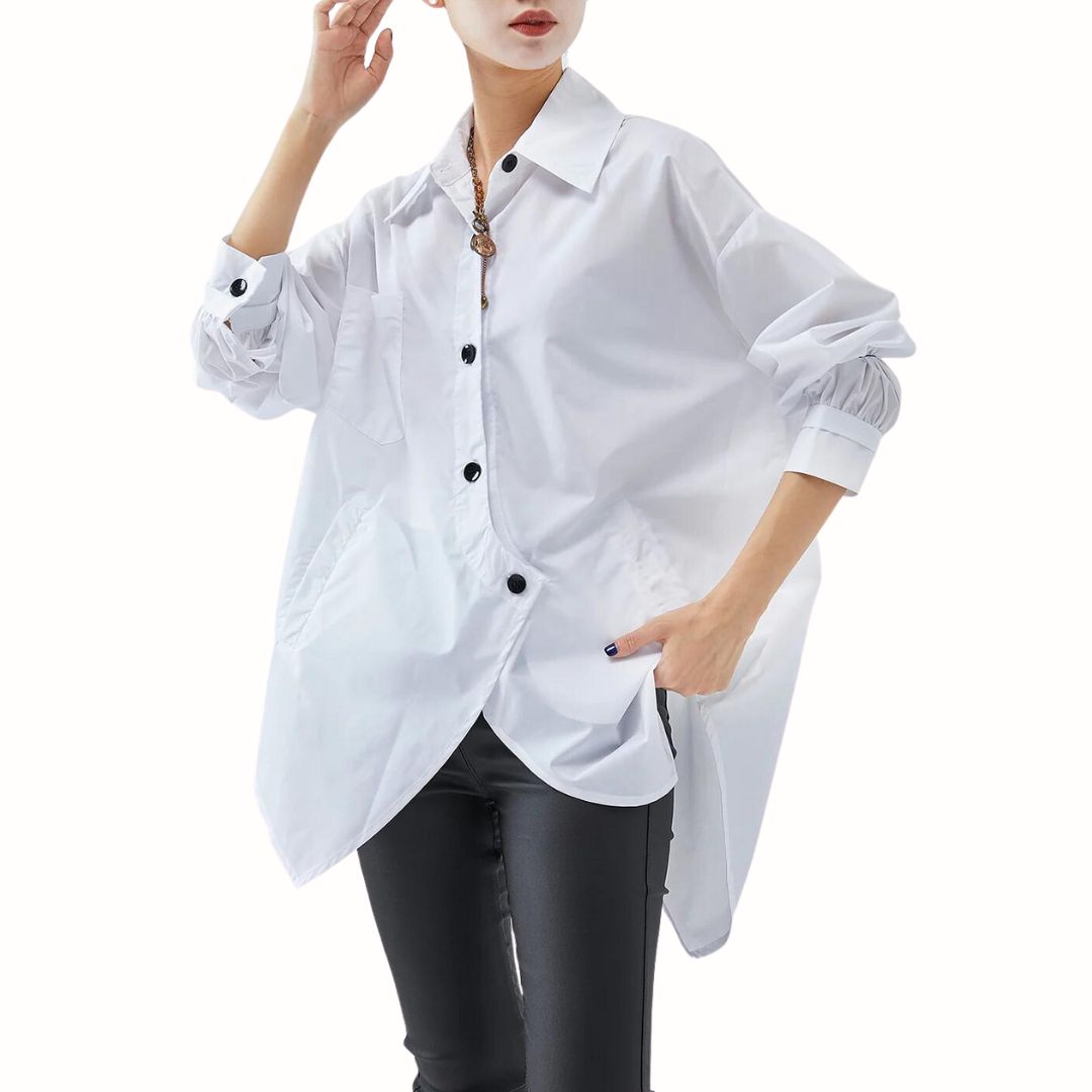 Buiten Blik -Shirtblouse Met Asymmetrische Zoom