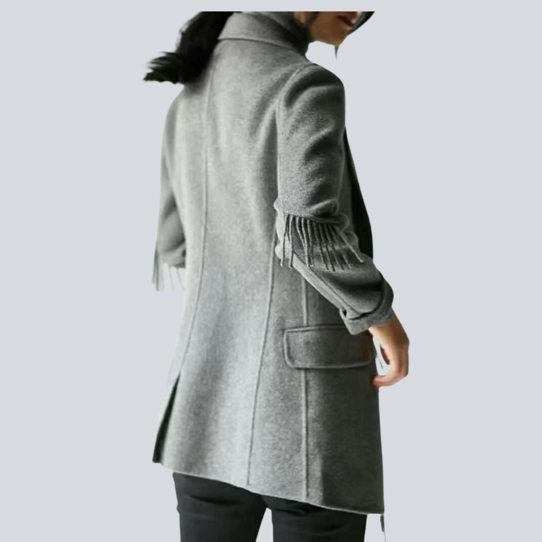 Buiten Blik Refined Coat Met Waterval Kraag En Randvoorraad