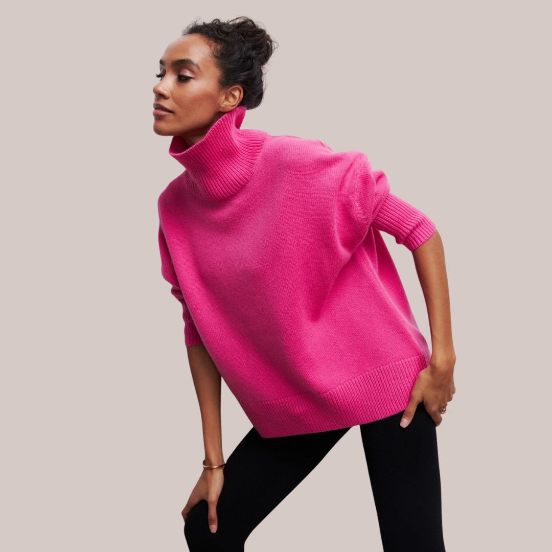 Buiten Blik Kuhner Fuchsia Turtleneck Trui Met Een Losse Pasvorm