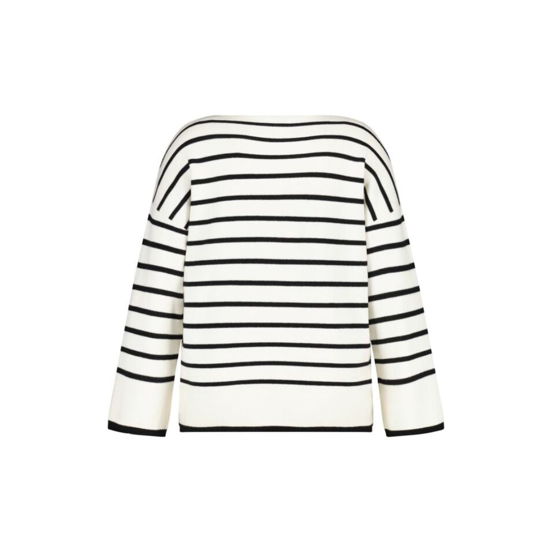 Buiten Blik Classic Black White Striped V -Halslijn Trui