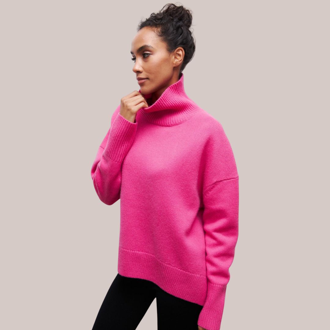 Buiten Blik Kuhner Fuchsia Turtleneck Trui Met Een Losse Pasvorm