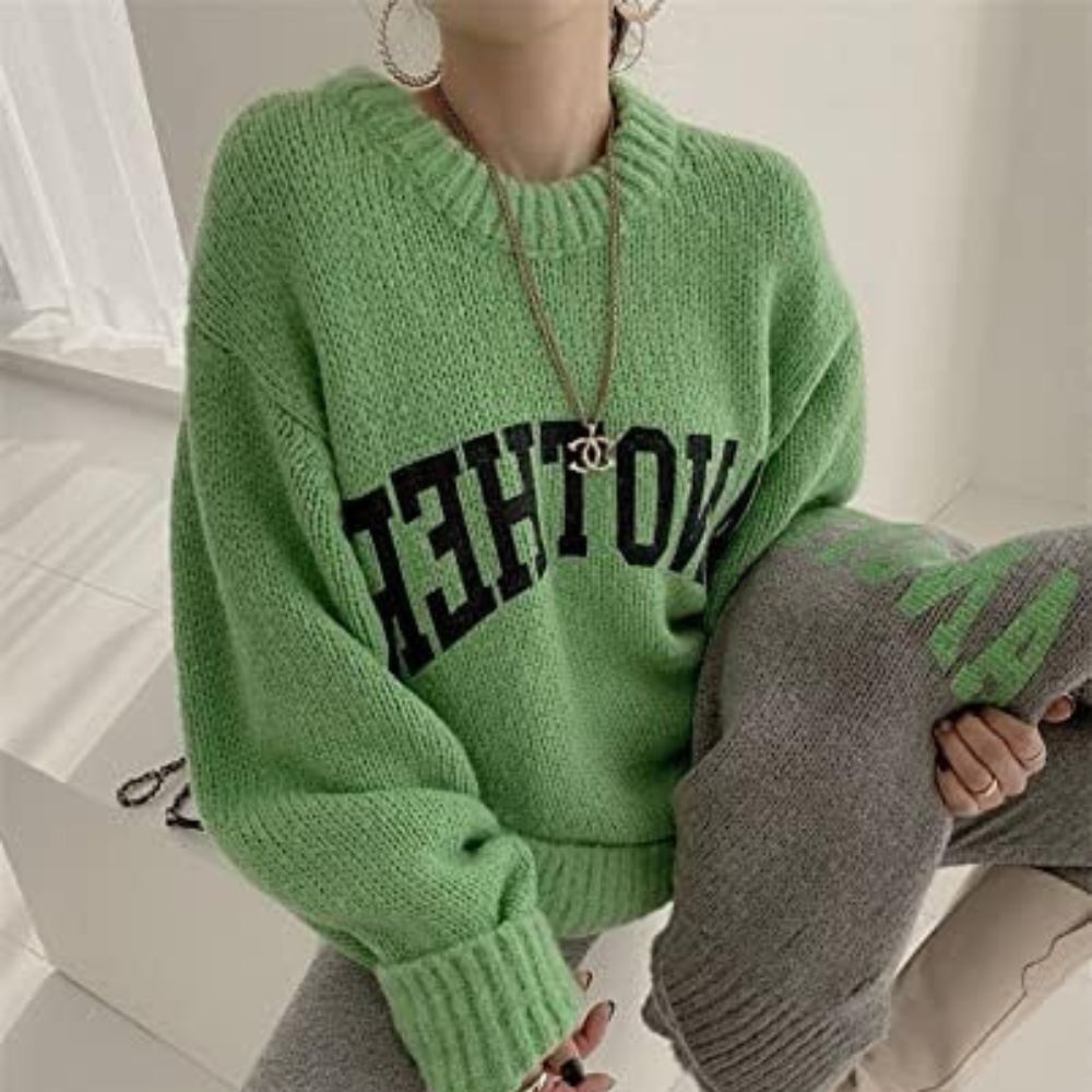 Buiten Blik Breid Sweater Met Contrast Letters