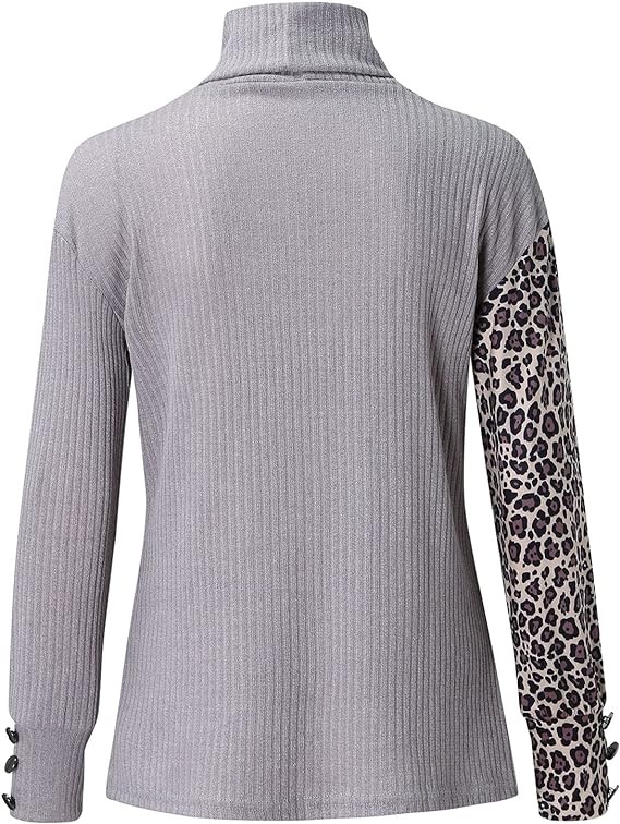 Buiten Blik Turtleneck Trui Met Een Gemengd Patroon En Luipaardprintdetail