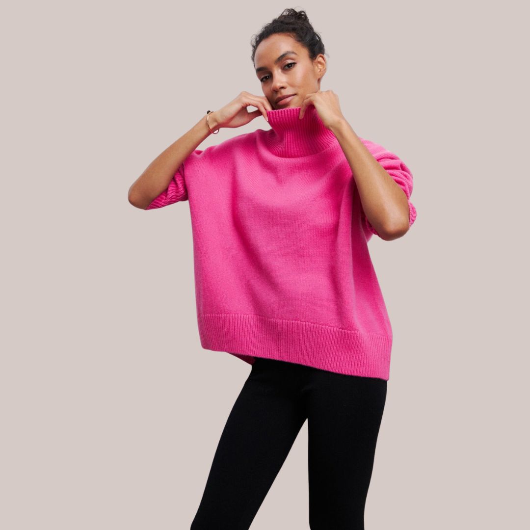 Buiten Blik Kuhner Fuchsia Turtleneck Trui Met Een Losse Pasvorm