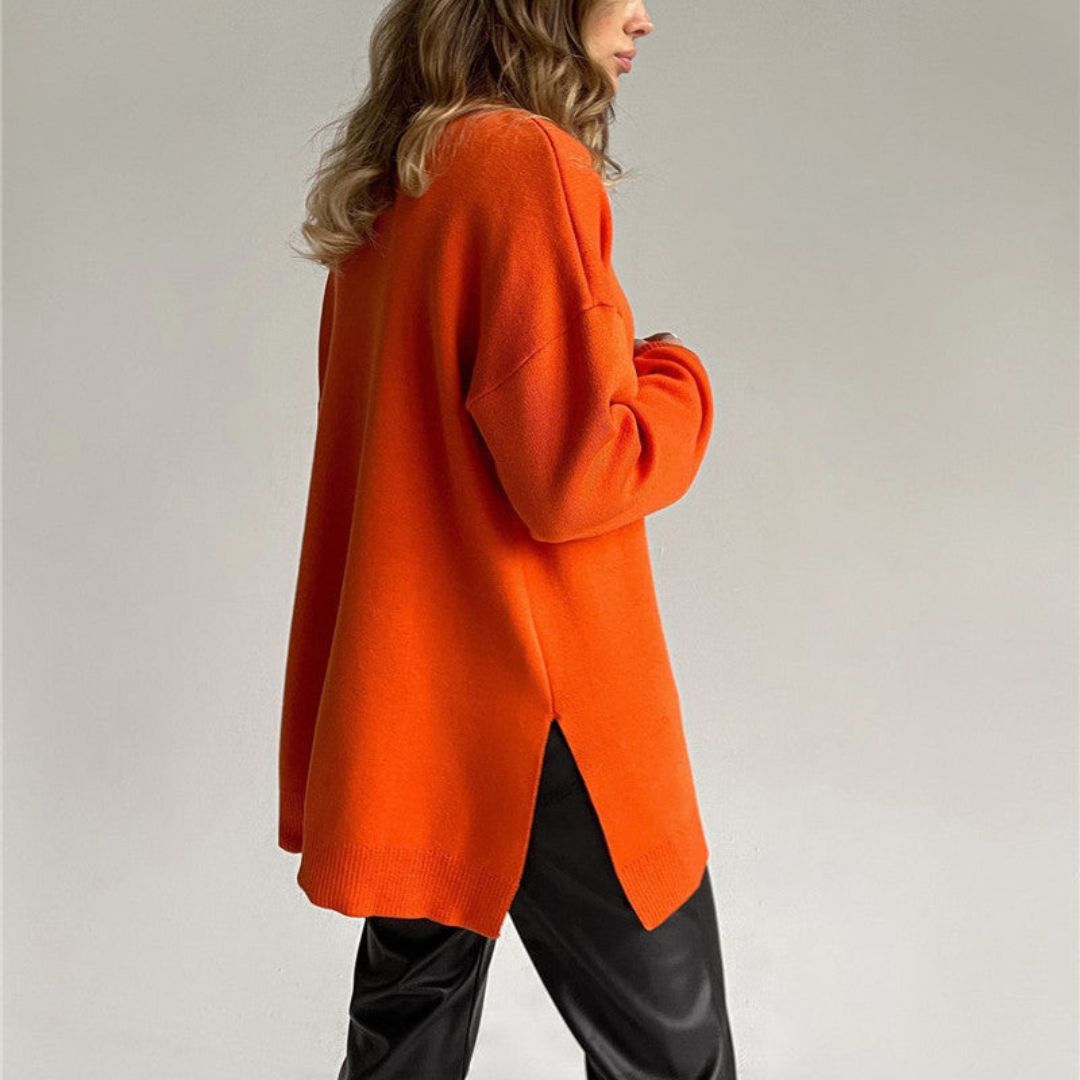 Buiten Blik Oversized Jersey Blouse Met Een Hoge Kraag