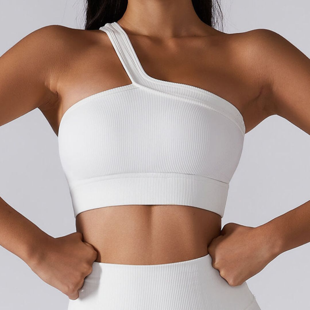 Buiten Blik Asymmetrische Geribbelde Crop Top