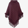 Buiten Blik Stak Poncho Met Synthetische Bontafwerking En Marteldetail