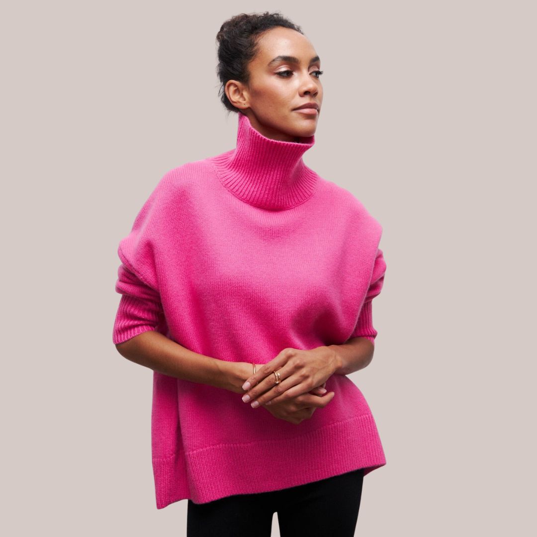 Buiten Blik Kuhner Fuchsia Turtleneck Trui Met Een Losse Pasvorm