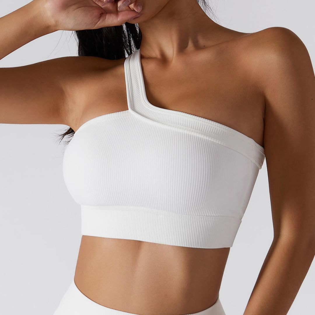 Buiten Blik Asymmetrische Geribbelde Crop Top