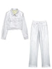 Buiten Blik Silver Casual Set Voor Damesjasbroek