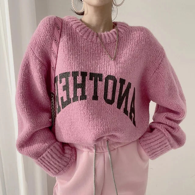 Buiten Blik Breid Sweater Met Contrast Letters