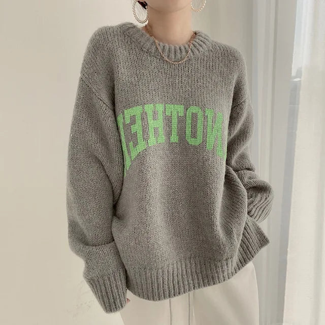 Buiten Blik Breid Sweater Met Contrast Letters