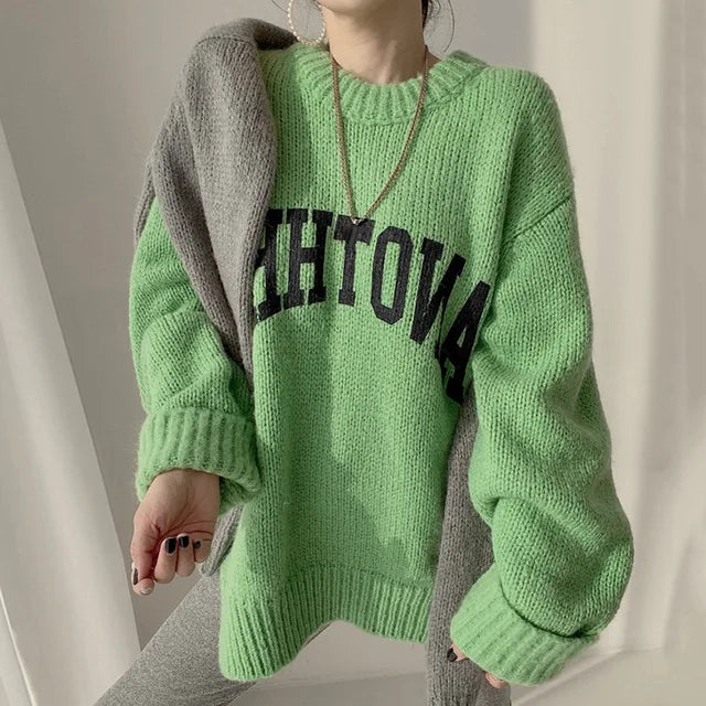 Buiten Blik Breid Sweater Met Contrast Letters